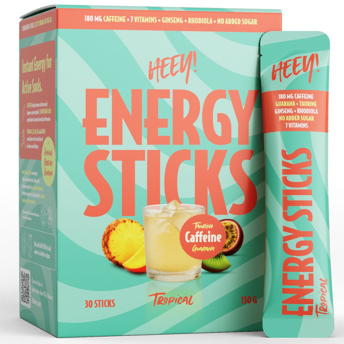 Heey! Energy Sticks Caffeine + Guarana Tropical