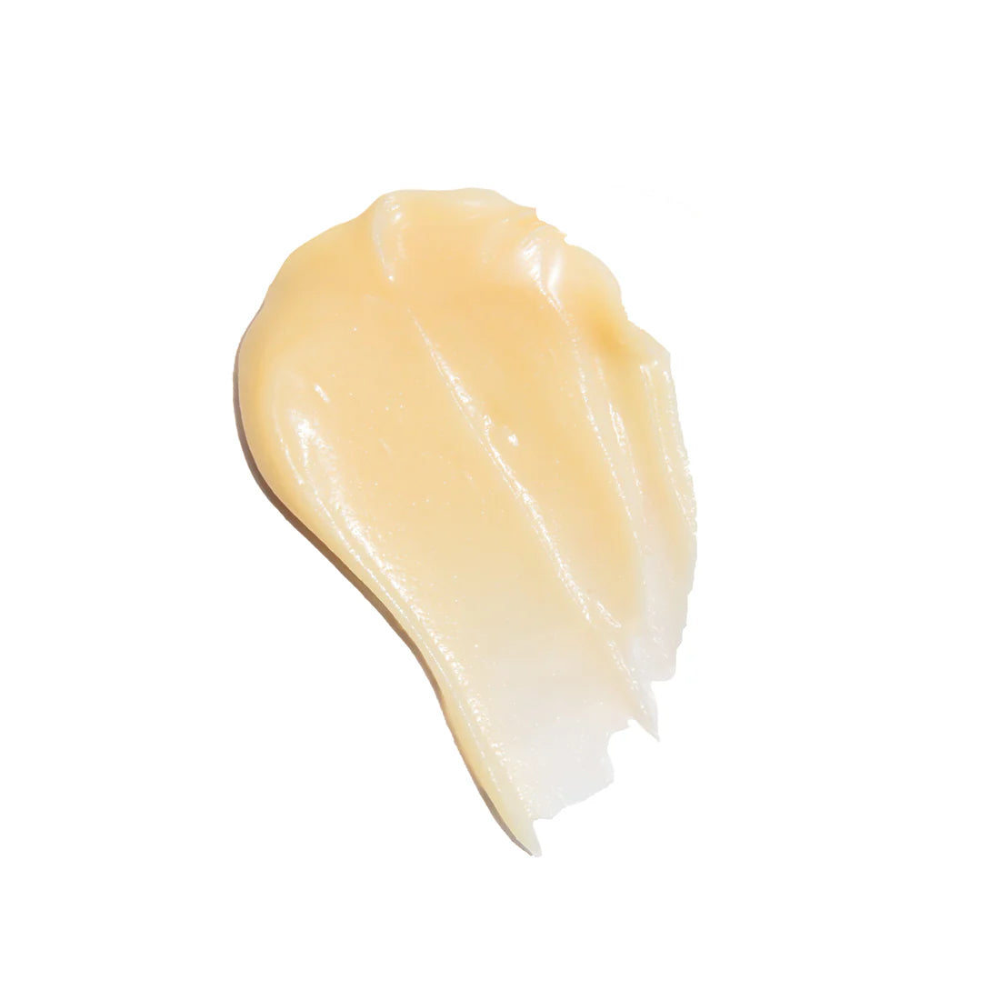 A semi-translucent, pale yellow smear of Lumene Nordic-C Pure Glow Cleansing Balm, enriched with Arctic cloudberry, sits on a white background.
