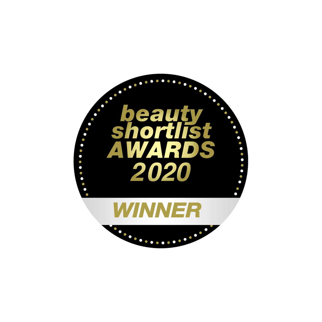 A black and gold circular badge reads beauty shortlist AWARDS 2020, with a white and gold WINNER banner at the bottom—highlighting Laponie of Scandinavia's gentle Milk Cleanser, ideal for sensitive skin.