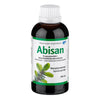 A 200 ml brown bottle of Hankintatukku Abisan features Finnish and Swedish text, a Finnish flag, and pine needles. This liquid supplement contains spruce shoot extract for respiratory tract support.