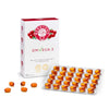A box of Berry OMG OMvEGA-3 by Berry OMG stands next to a blister pack of 35 orange capsules. The packaging displays berries, Omega-3 icons, highlights lingonberry seed oil, and notes there are 90 capsules inside.