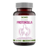 Une bouteille de Biomed Immunity Protocol (60 gélules) de Biomed comporte un étiquetage finlandais avec une silhouette humaine et des icônes représentant le zinc, la vitamine D3, la vitamine K2 et le phytosome de quercétine pour renforcer les défenses immunitaires.