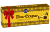 A yellow and brown box of Fazer Da Capo Praline by Fazer, featuring Finnish and Swedish text, a candy piece image, and a red ribbon illustration. Best before 05.03.2026.