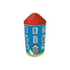 The Fazer Moomin Fudge Tin is a blue cylindrical tin shaped like a house with a red roof lid and Moomin characters, filled with Fazer’s creamy Finnish caramel fudge.