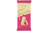 Fazer Thins White Chocolate with Raspberry (Fazer) comes in cream and pink packaging, showing two thin pieces of white chocolate with raspberry bits—a delicious treat. Best before 11.11.2025.