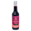 A bottle of Finnish Superberries Organic Aronia Juice with a purple-red label, black screw cap, and images of organic Aronia berries. The label promotes its antioxidant-rich superberry benefits.