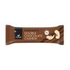 The Foodin Clean & Real Protein Bar Double Chocolate Cashew is a high-protein bar with 19g protein, featuring cashew images, chocolate swirl graphics, and the Finnish flag on the brown wrapper.