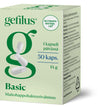 A green and white box of Gefilus Lactic Acid Basic, a gluten-free probiotic supplement by Gefilus with 50 daily capsules. The packaging has Finnish text and an image of capsules forming the letter "g.