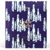 A square chocolate bar package labeled 'Polar Night' by CrédiCo, featuring a deep purple background with an allover pattern of icy blue and white hanging icicles and gold text.
