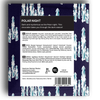 The back of a chocolate bar package labeled 'POLAR NIGHT' by Good Foodie Finland, featuring a dark navy background with white polar bear illustrations and product information text.
