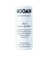 A cylindrical tube of Gustaf & Linnea Moomin Lipbalm Stinky features ingredient and contact details in green and black text on a white label. Crafted with Swedish beeswax by Gustaf & Linnea.