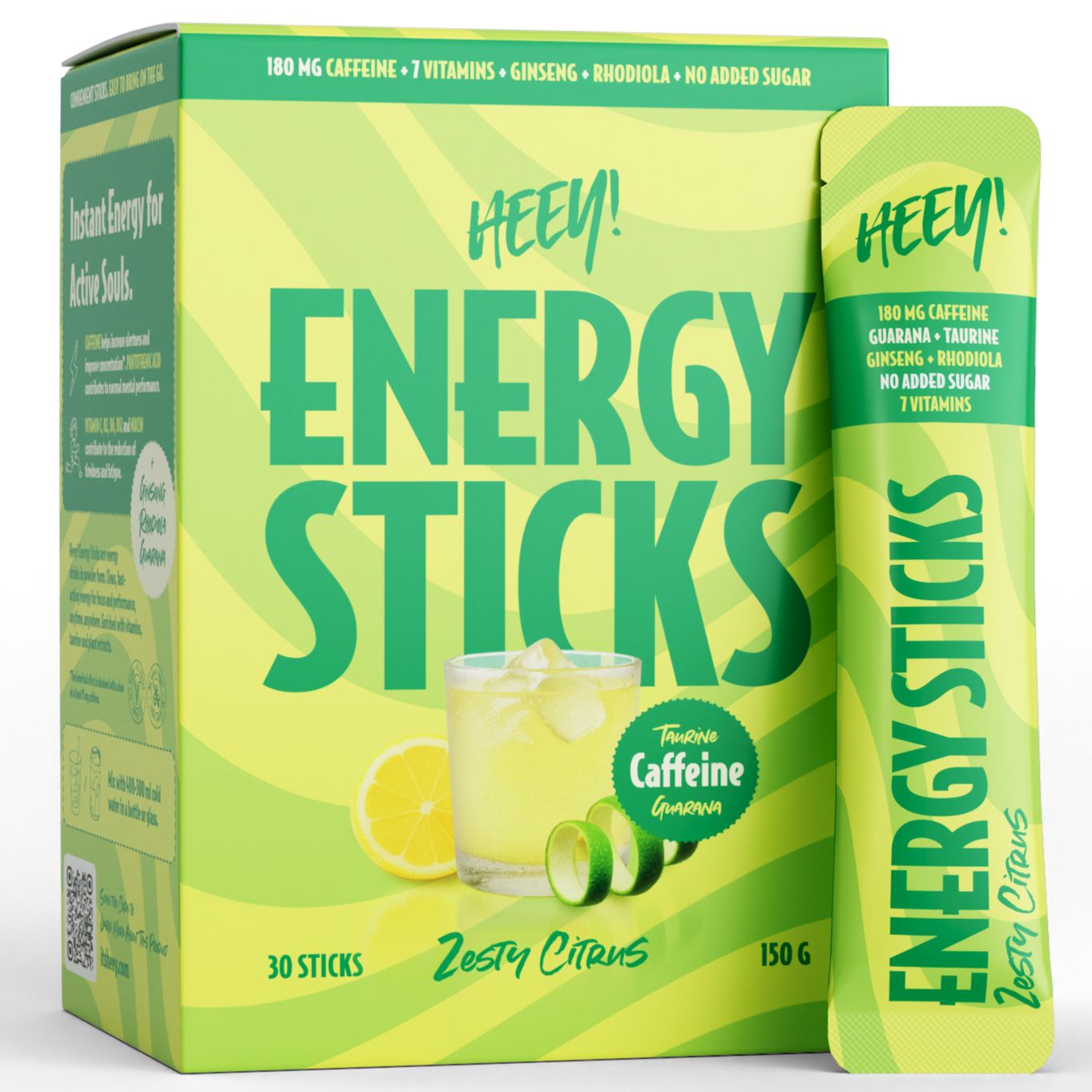 Heey! Energy Sticks Caffeine + Guarana Zesty Citrus