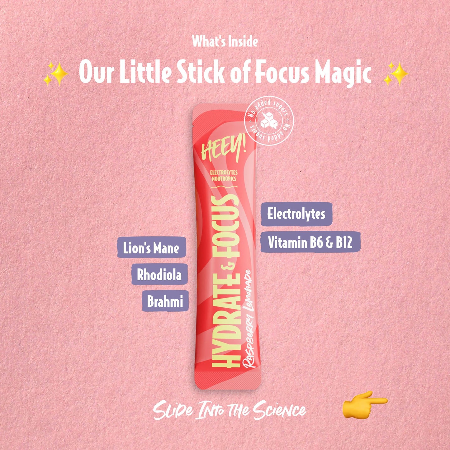 Heey! Hydrate & Focus Electrolytes Raspberry Lemonade