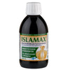 A dark brown 250 ml bottle with a white cap labeled "Islamax" in green, by Hankintatukku. The label features Finnish and Swedish text, a lung graphic, and Finnish flag—an Iceland lichen syrup supplement for respiratory wellbeing.