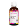 A 50 ml amber glass bottle of puhdas+ Auringon-Hattu Echinacea with a white cap and a colorful label, isolated on a white background.