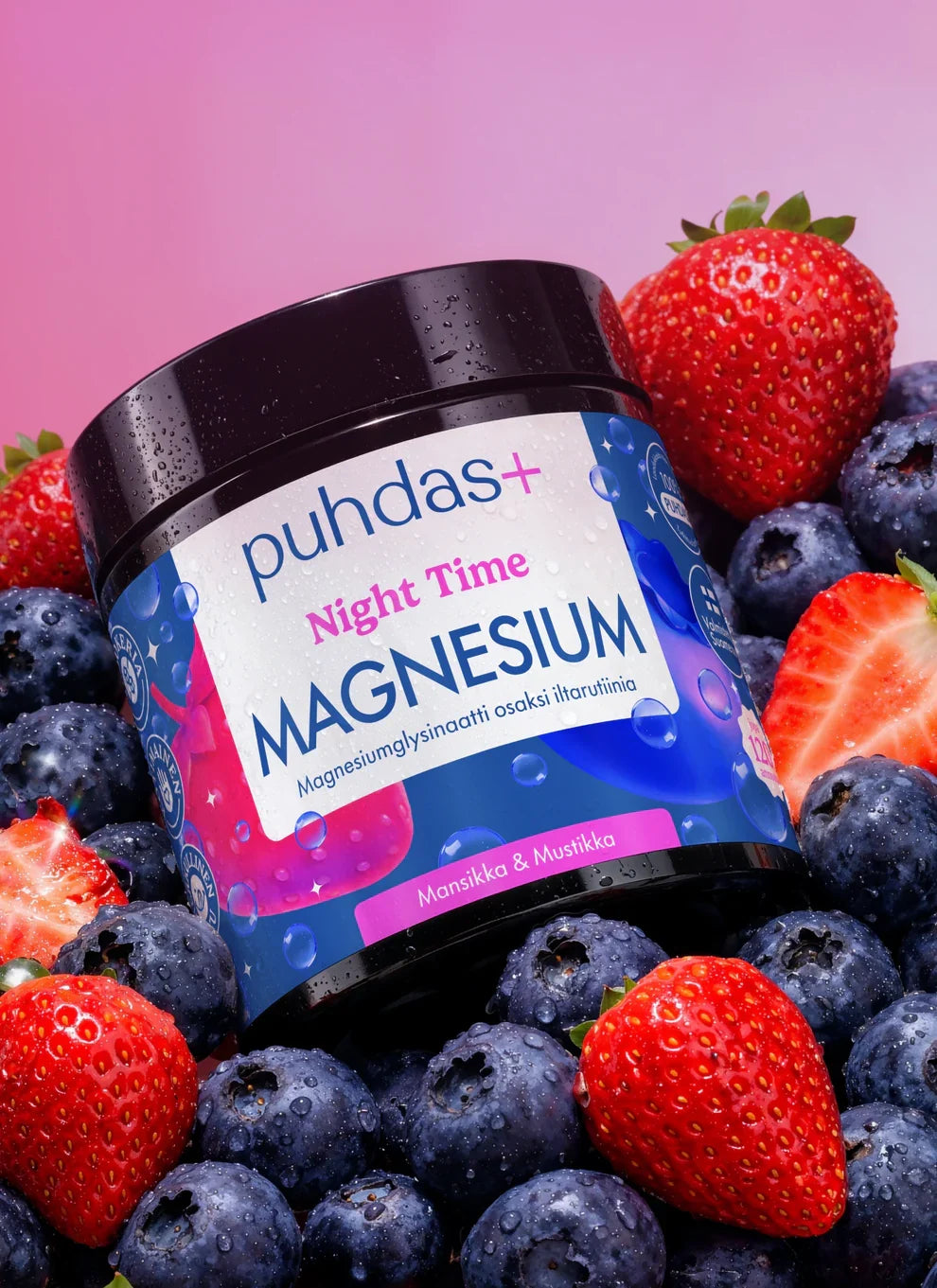 Puhdas+ Night Time Magnesium Strawberry-Blueberry – product image 4