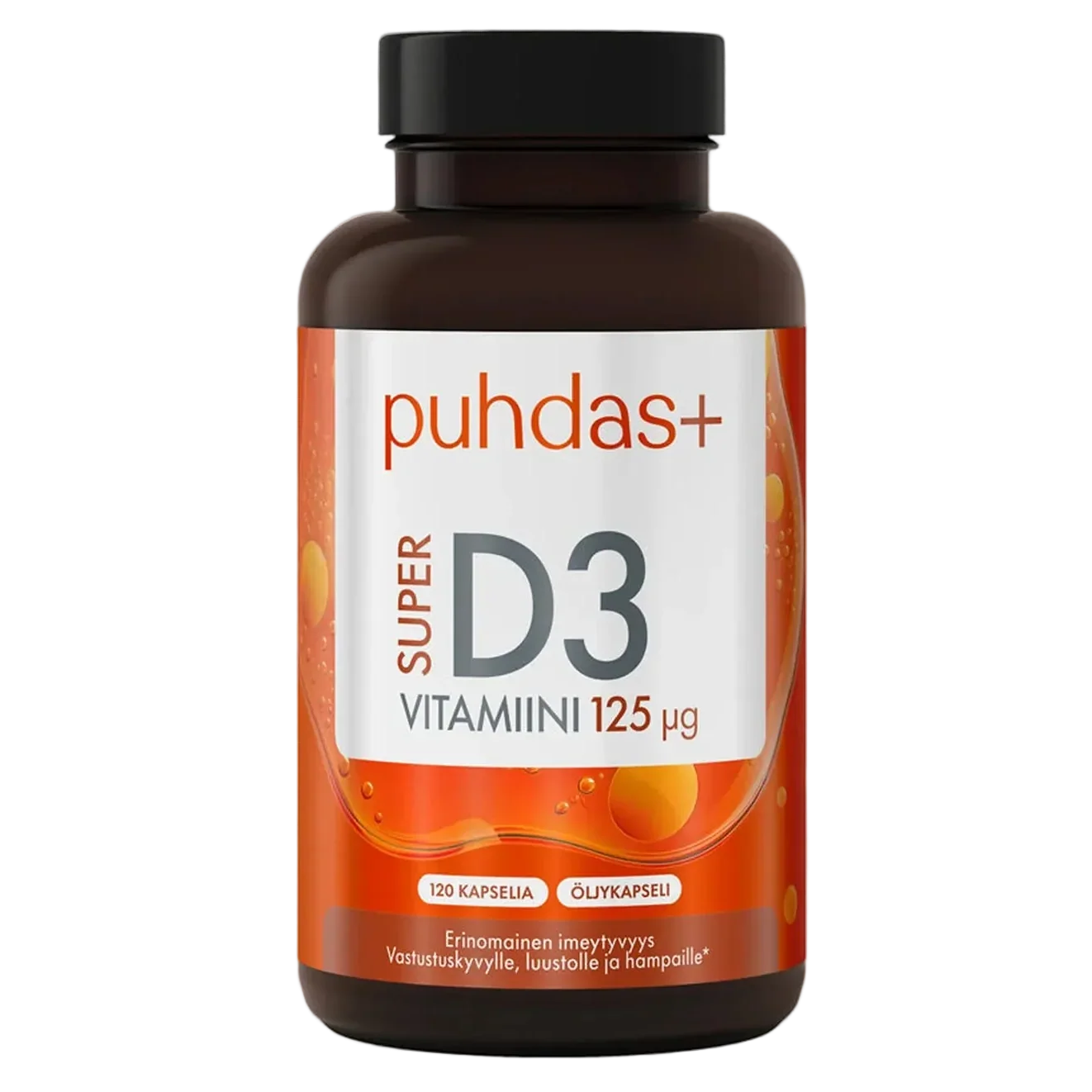 Puhdas+ Super Vitamin D3 125 µg oil capsules, 120 capsules