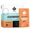 A box of Puhdistamo Electrolyte Powder Mango & Orange includes 20 sachets. Perfect for ketogenic diets, each sachet features a minimalist white design with orange and black text. Brand: Puhdistamo.