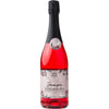 A bottle of Poikain Parhaat Saaga Sparkling Drink 0,0% filled with vibrant red liquid.