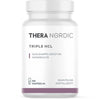 A white bottle labeled THERA Nordic Triple HCL by THERA Nordic, contains 60 capsules. This digestive supplement combines Betaine HCL, enzyme, and bitters extract for acid reflux relief and better digestion.