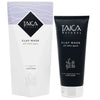 A tube and box of Taiga Cosmetics Clay Mask All Skin Types, featuring minimalist black-and-white packaging with Lapland botanicals. This deep cleansing white clay mask by Taiga Cosmetics helps minimise pores for all skin types.