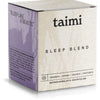 A box of Taimi Sleep Blend by Taimi, featuring a minimalist design with a purple side reading "SLEEP LIKE A BEAUTY" and a beige side with black text showcasing this magnesium-rich blend for ultimate relaxation.