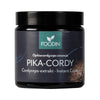 A black jar labeled Foodin Instant Cordy, by Foodin, with Cordyceps mushroom extract powder (Ophiocordyceps sinensis) and instant Cordy is displayed against a plain background.