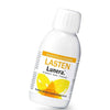 A white bottle labeled Lunera for Children by Lunera, with orange and black text and a yellow butterfly graphic. The label highlights vitamin D, prebiotics, and zinc to help support children's immune needs.