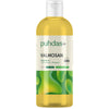 A bottle of Puhdas+ Valmosan seaweed extract liquid, featuring a clear plastic bottle filled with yellow-green liquid, a white cap, and a label with green and white graphics.