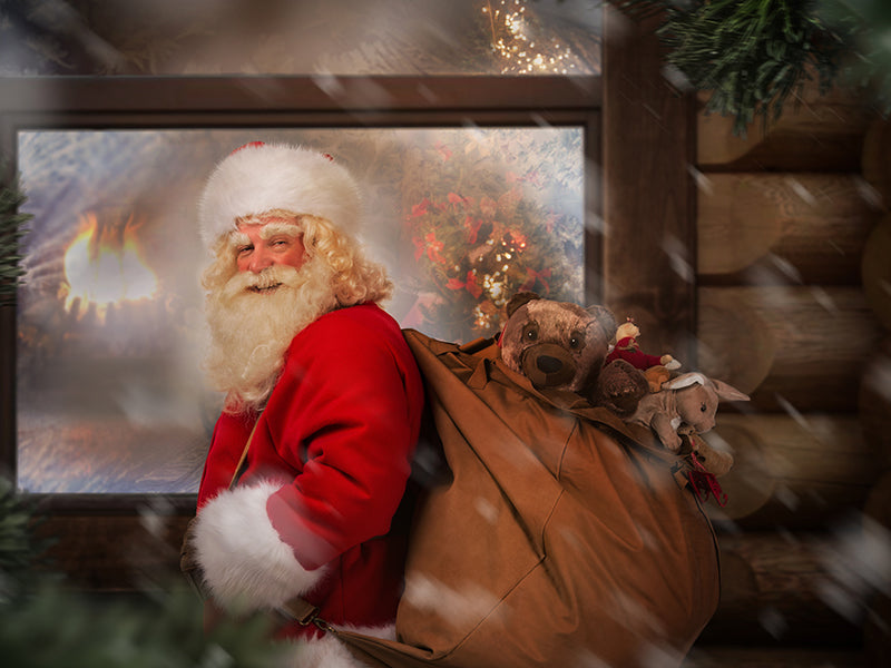 Der Weihnachtsmann bringt den Kindern Geschenke