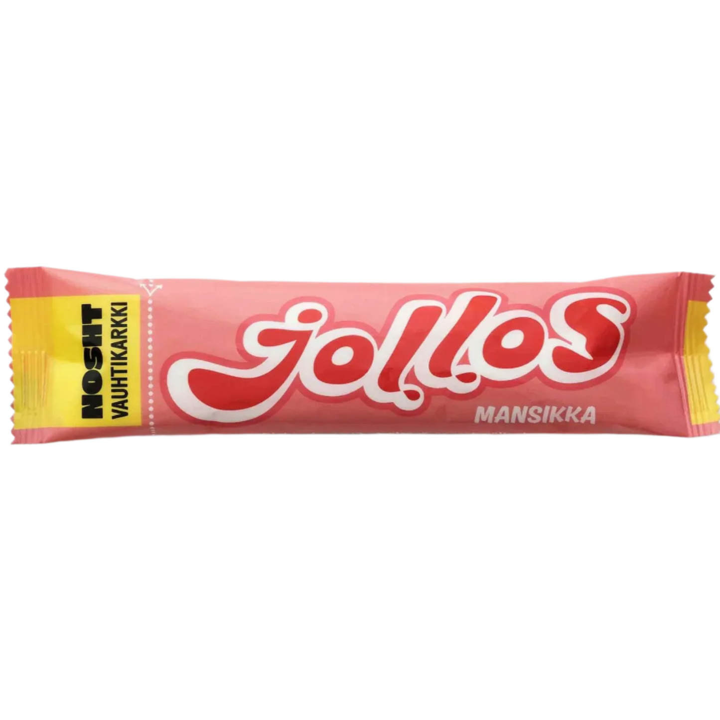 Nosht Jollos Energy Chews Strawberry kommen in einer rosa-gelben Verpackung mit auffälligem Branding daher. Diese Kausnacks liefern schnell absorbierbare Kohlenhydrate und sind damit perfekt geeignet, um beim Ausdauersport Energie zu tanken.