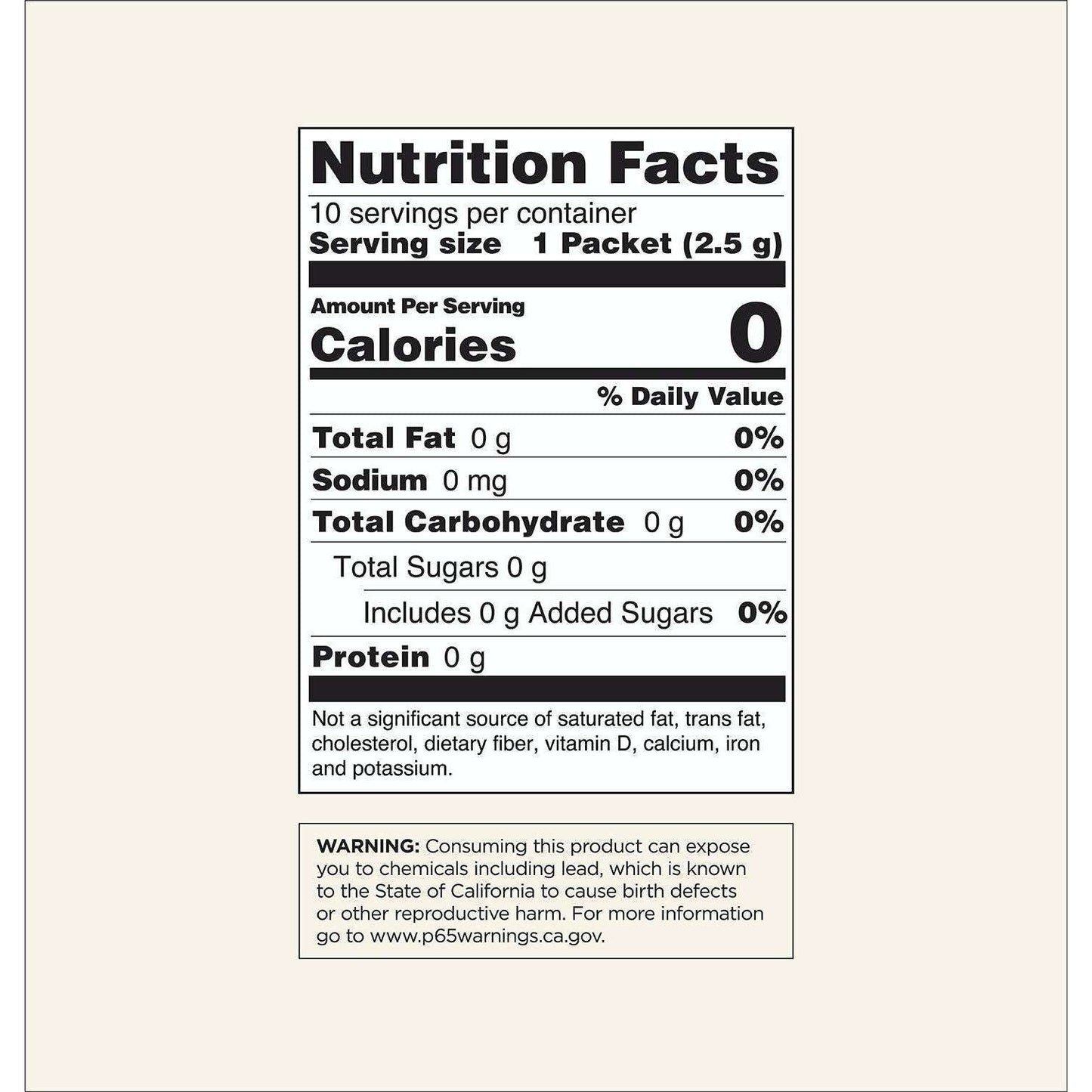 Café Four Sigmatic aux champignons Four Sigmatic Lion's Mane de Four Sigmatic: Informations nutritionnelles — Portion : 1 sachet (2,5 g), 10 portions par boîte. Par portion : 0 calorie, 0 g de matières grasses, 0 mg de sodium, 0 g de glucides, 0 g de sucres, 0 g de protéines. Comprend l'avertissement de la proposition 65 de Californie.