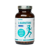 Una bottiglia marrone Biomed con l'etichetta Carnipure® L-Carnitine con testo blu e bianco raffigura una figura che corre. L'etichetta finlandese evidenzia 120 capsule vegane che favoriscono il metabolismo energetico con L-carnitina tartrato.