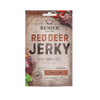 Renjer Nordic Red Deer Jerky Chili & Lime è un prodotto a base di carne di selvaggina selvatica ad alto contenuto proteico, basso contenuto di zuccheri e dalle tradizionali qualità nordiche. L'etichetta rustica è completata da fette di carne secca di cervo rosso e peperoncini vivaci.