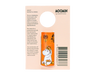 De Gustaf & Linnea Moomin Lipbalm Snork Maiden heeft een oranje tube met een wit Moomin-figuurtje en een bloemmotief, bevestigd aan een beige kaartje met merkinformatie en een ronde uitsparing aan de bovenkant.