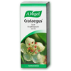 Een doosje van 50 ml A.Vogel Crataegus wordt getoond met een close-up van een witte meidoornbloem en groene bladeren. Op de verpakking staan productdetails in het Fins en wordt dit kruidengeneesmiddel met Crataegus-meidoornextract uitgelicht.